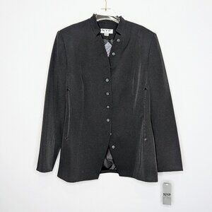 Vintage Black Tailored Fit Long Sleeve Chic Blazer Embroidered Button Up NWT 14